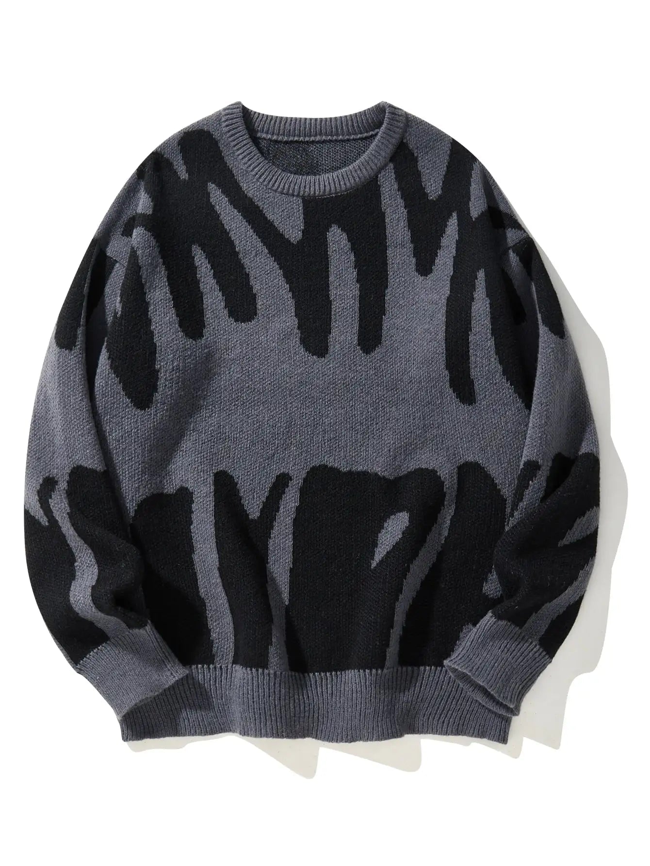 Dame Oversized Striktrøje med Abstrakt Mønster 2