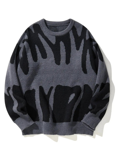 Dame Oversized Striktrøje med Abstrakt Mønster 2