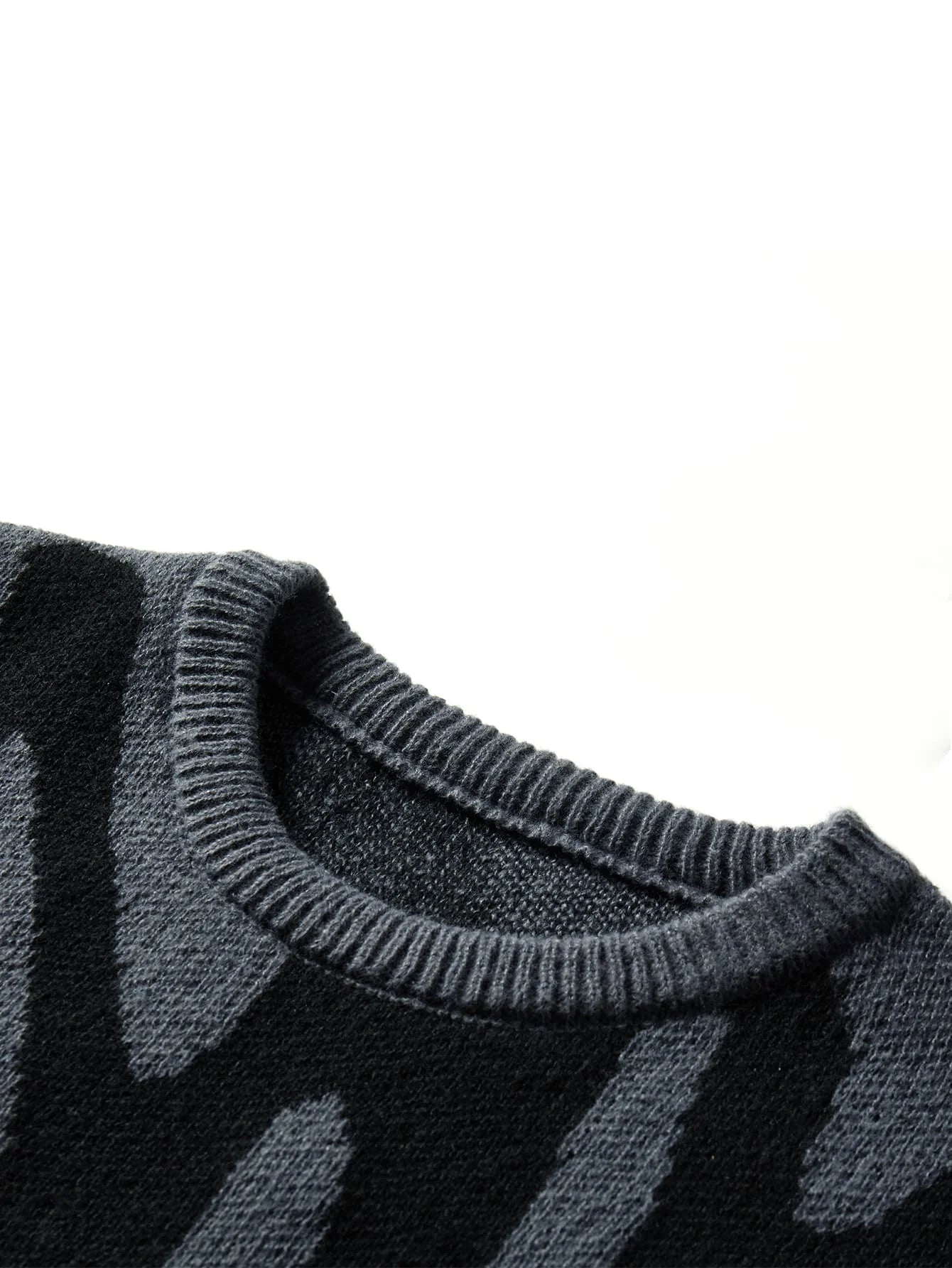 Dame Oversized Striktrøje med Abstrakt Mønster 3