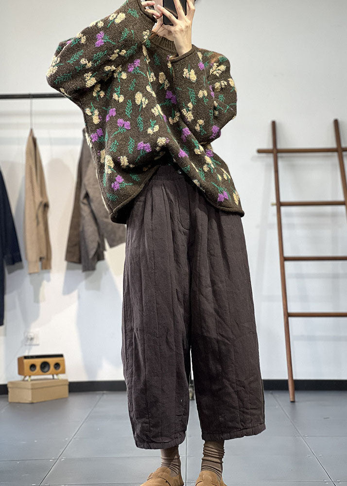 Dame Oversized Striktrøje med O-hals 3