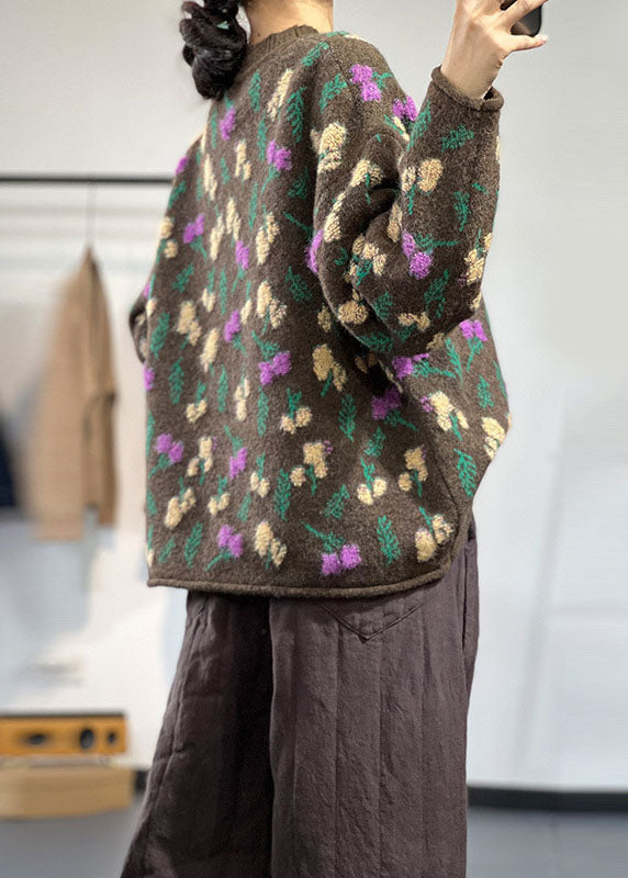 Dame Oversized Striktrøje med O-hals 4