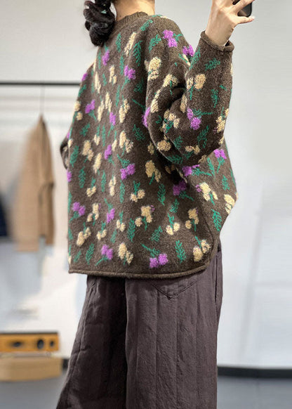 Dame Oversized Striktrøje med O-hals 4