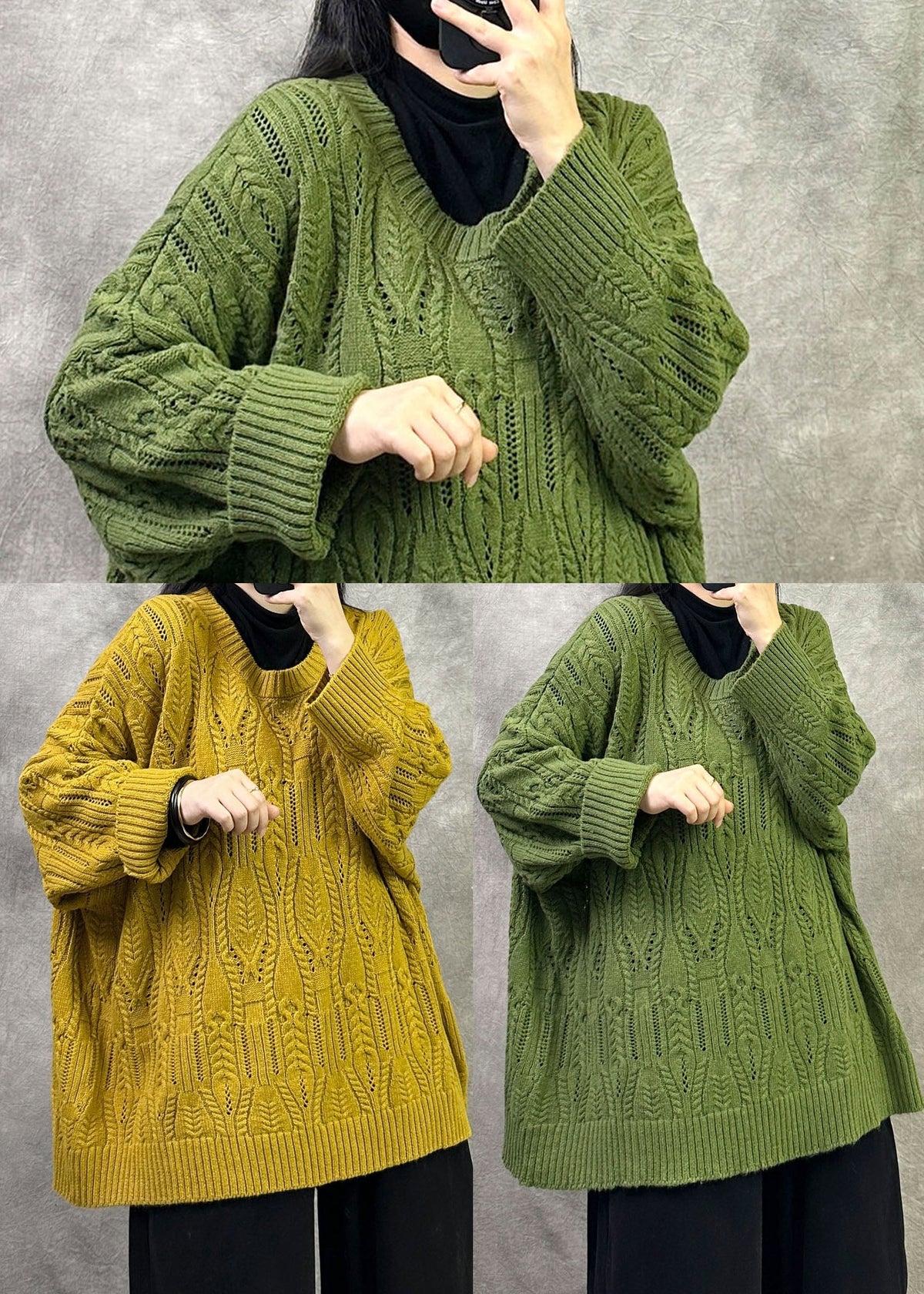 Dame Oversized Top med O-hals til Vinter 4