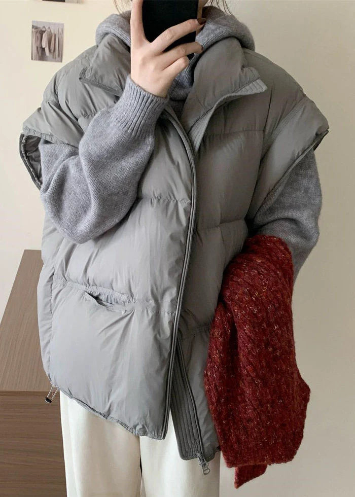 Dame Oversized Vintervest Med Snøre 1