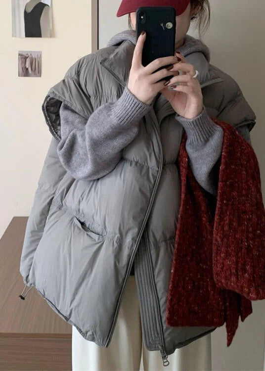 Dame Oversized Vintervest Med Snøre 2