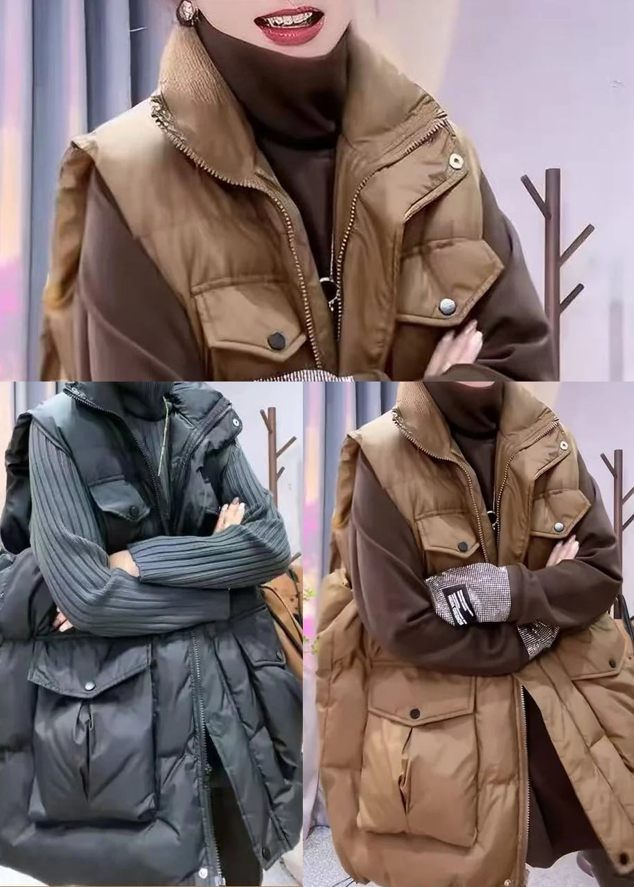 Dame Parka Vest Overdimensionerede Lommer Komfortabel Pasform 4