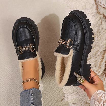 Dame Platform Loafers med Sherpa For 0