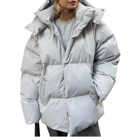 Dame Puffer Jakke Trendy Rummelig Pasform 0