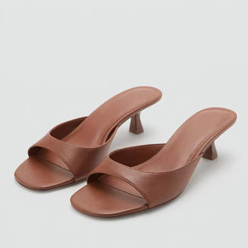 Dame Retro Slides med Tynde Hæle 1