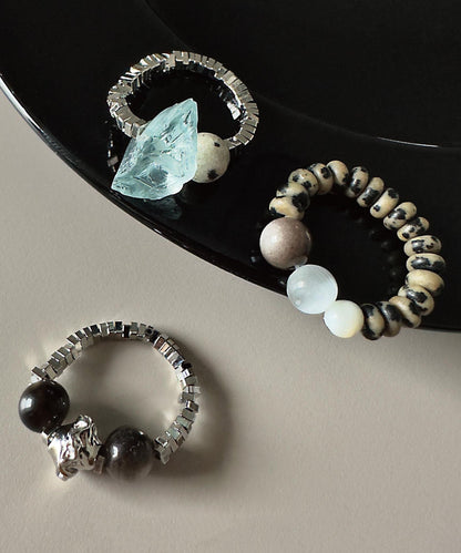 Dame Ring med Krystalsten og Knust Sølv Design 0