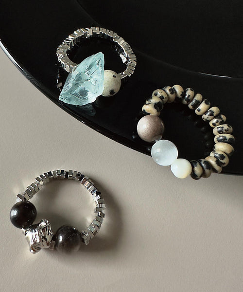 Dame Ring med Krystalsten og Knust Sølv Design 0
