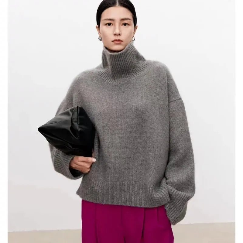 Dame Rullekrave Sweater Klassisk Stil 2