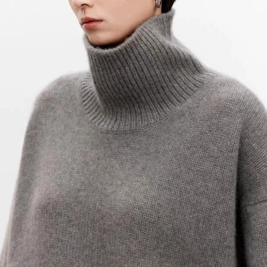 Dame Rullekrave Sweater Klassisk Stil 3