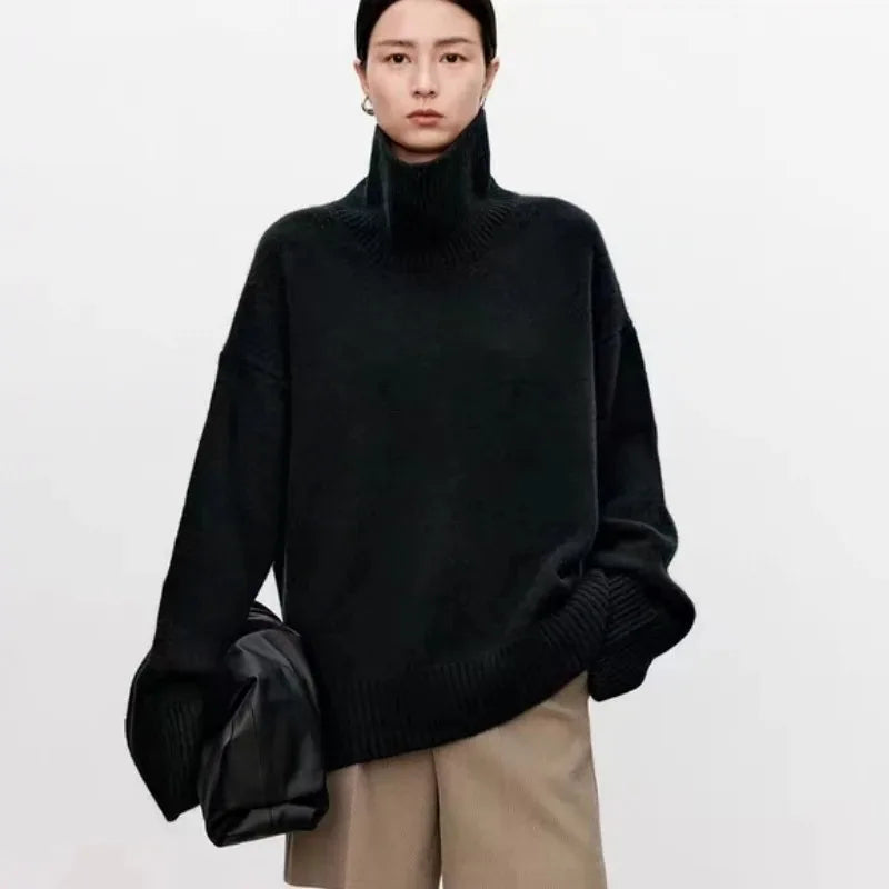 Dame Rullekrave Sweater Klassisk Stil 8