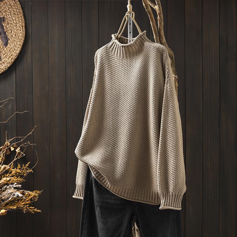 Dame Rullekrave Sweater Strikket 3