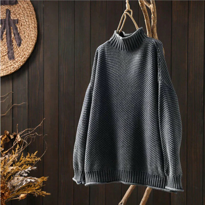 Dame Rullekrave Sweater Strikket 4