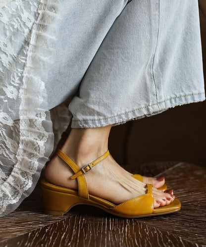 Dame Sandaler Chunky Hæl Peep Toe 0