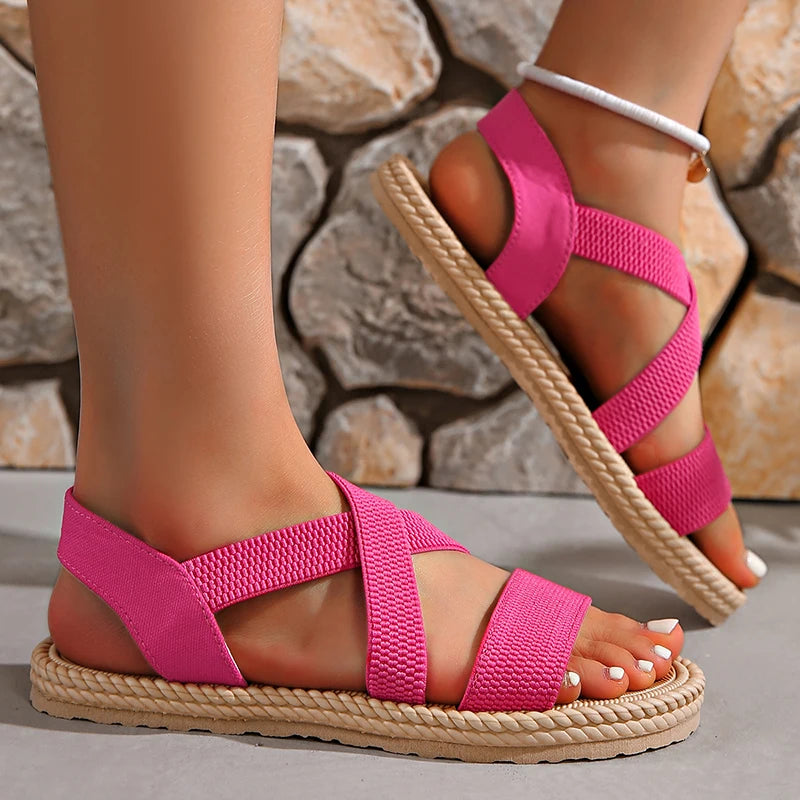 Dame Sandaler Vævede Boho Stil med Blød Fodseng 3