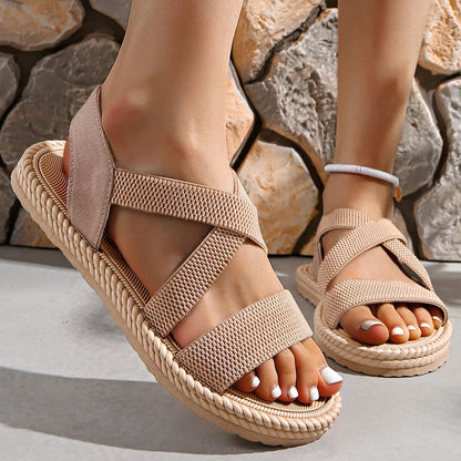 Dame Sandaler Vævede Boho Stil med Blød Fodseng 8