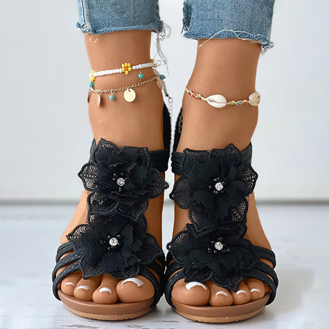 Dame Sandaler med Blomsterdesign 4