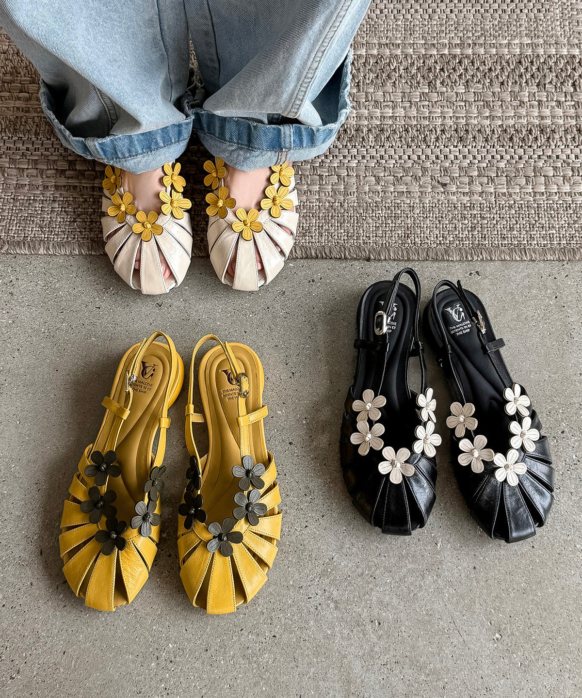 Dame Sandaler med Blomsterdesign og Hulmønster 3