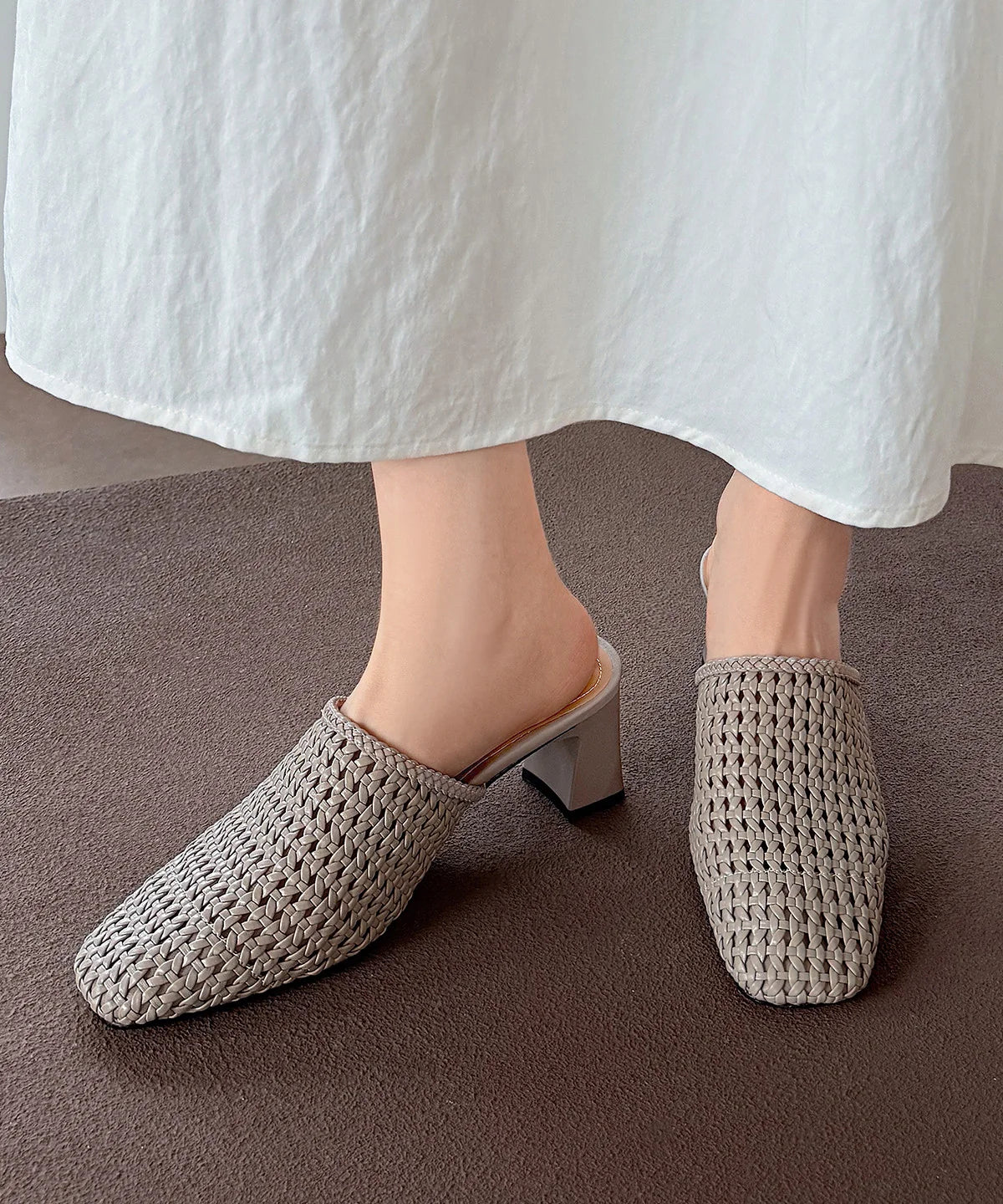 Dame Sandaler med Chunky Hæl og Vævet Design 2