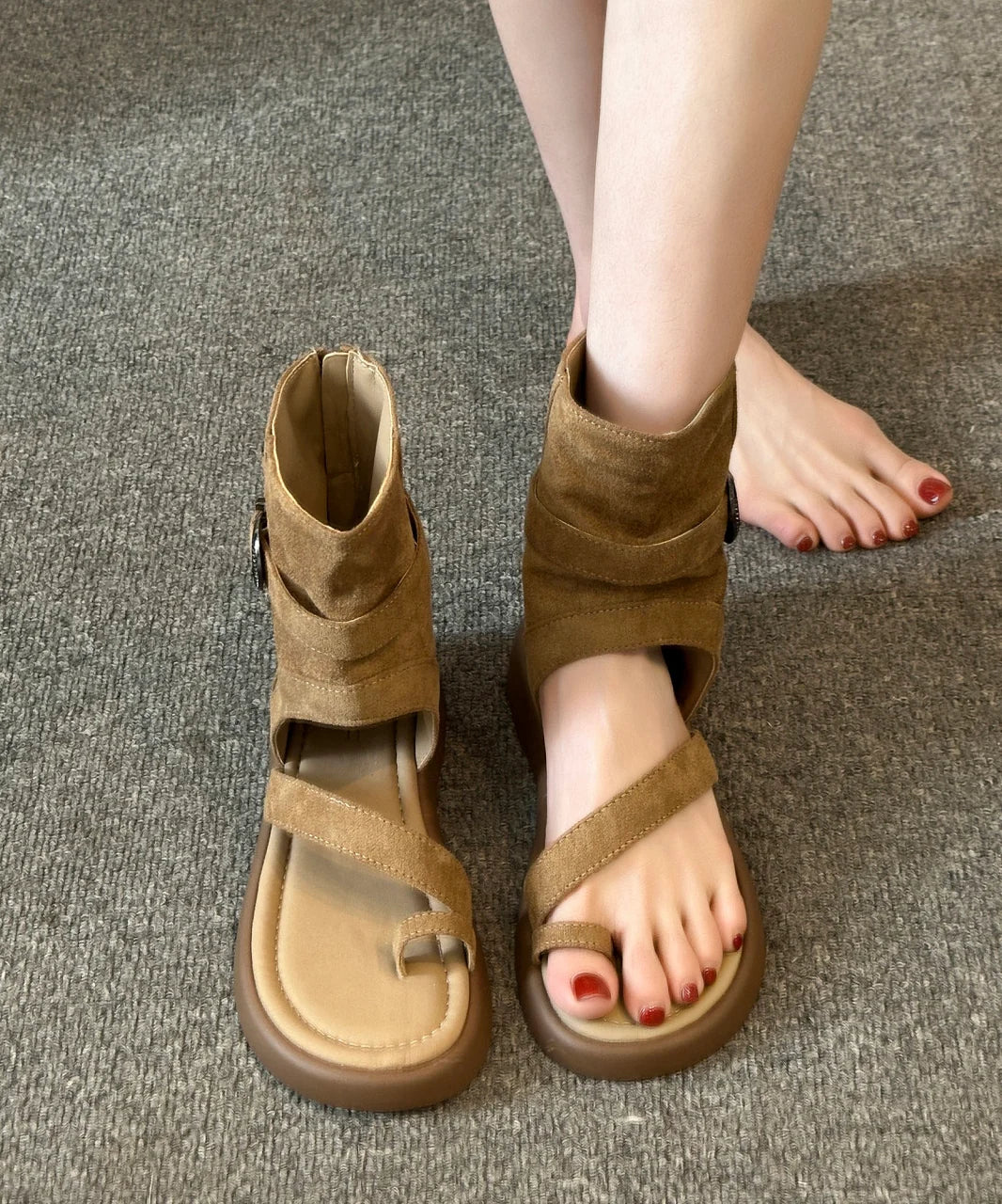 Dame Sandalstøvler Peep Toe Moderne Design 2