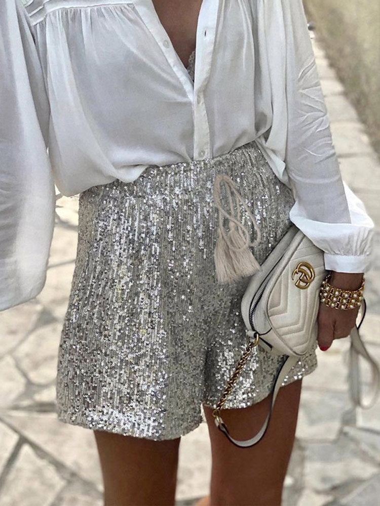 Dame Shorts med Glitrende Detaljer 0