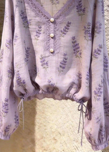 Dame Skjorte med Udhulet Print og Knapper Efterårsstil 3