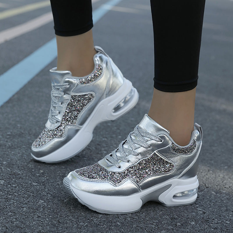 Dame Sneakers Glitrende Design Trendy Komfortabel Støttende 3