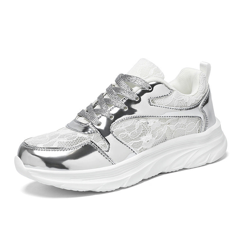 Dame Sneakers Med Skinnende Design Og Skridsikker Sål 0