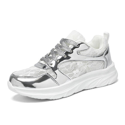 Dame Sneakers Med Skinnende Design Og Skridsikker Sål 0