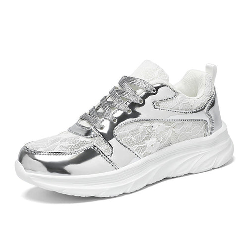 Dame Sneakers Med Skinnende Design Og Skridsikker Sål 0