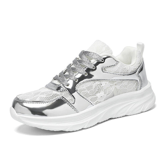 Dame Sneakers Med Skinnende Design Og Skridsikker Sål 0