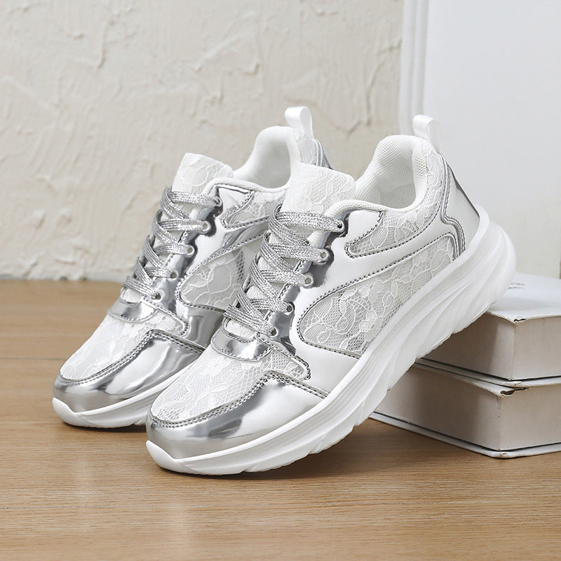 Dame Sneakers Med Skinnende Design Og Skridsikker Sål 2