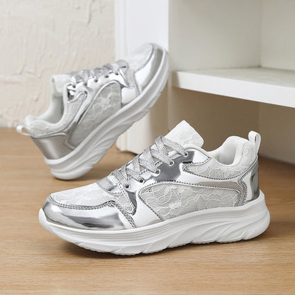Dame Sneakers Med Skinnende Design Og Skridsikker Sål 3