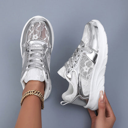 Dame Sneakers Med Skinnende Design Og Skridsikker Sål 4