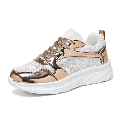 Dame Sneakers Med Skinnende Design Og Skridsikker Sål 5