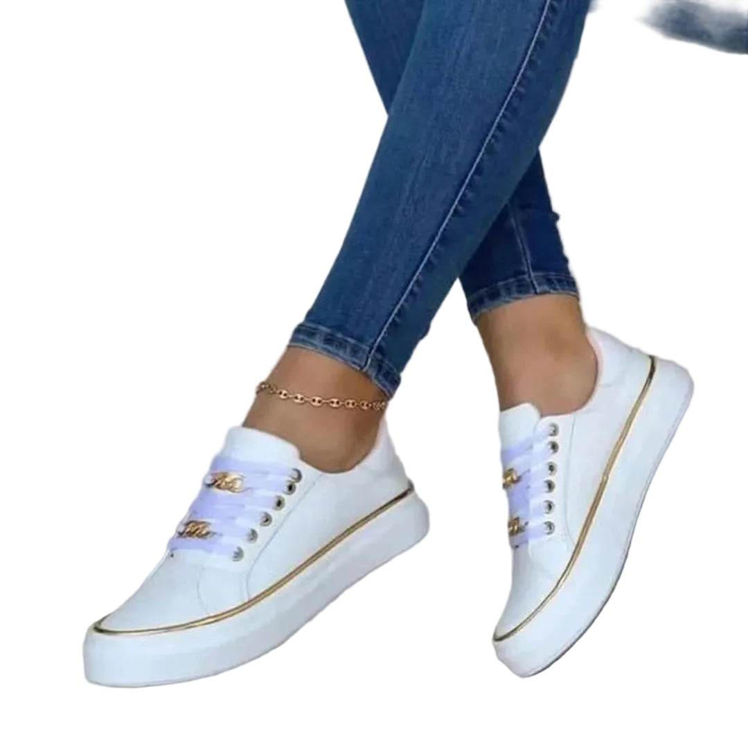 Dame Sneakers med Guldaccent 0