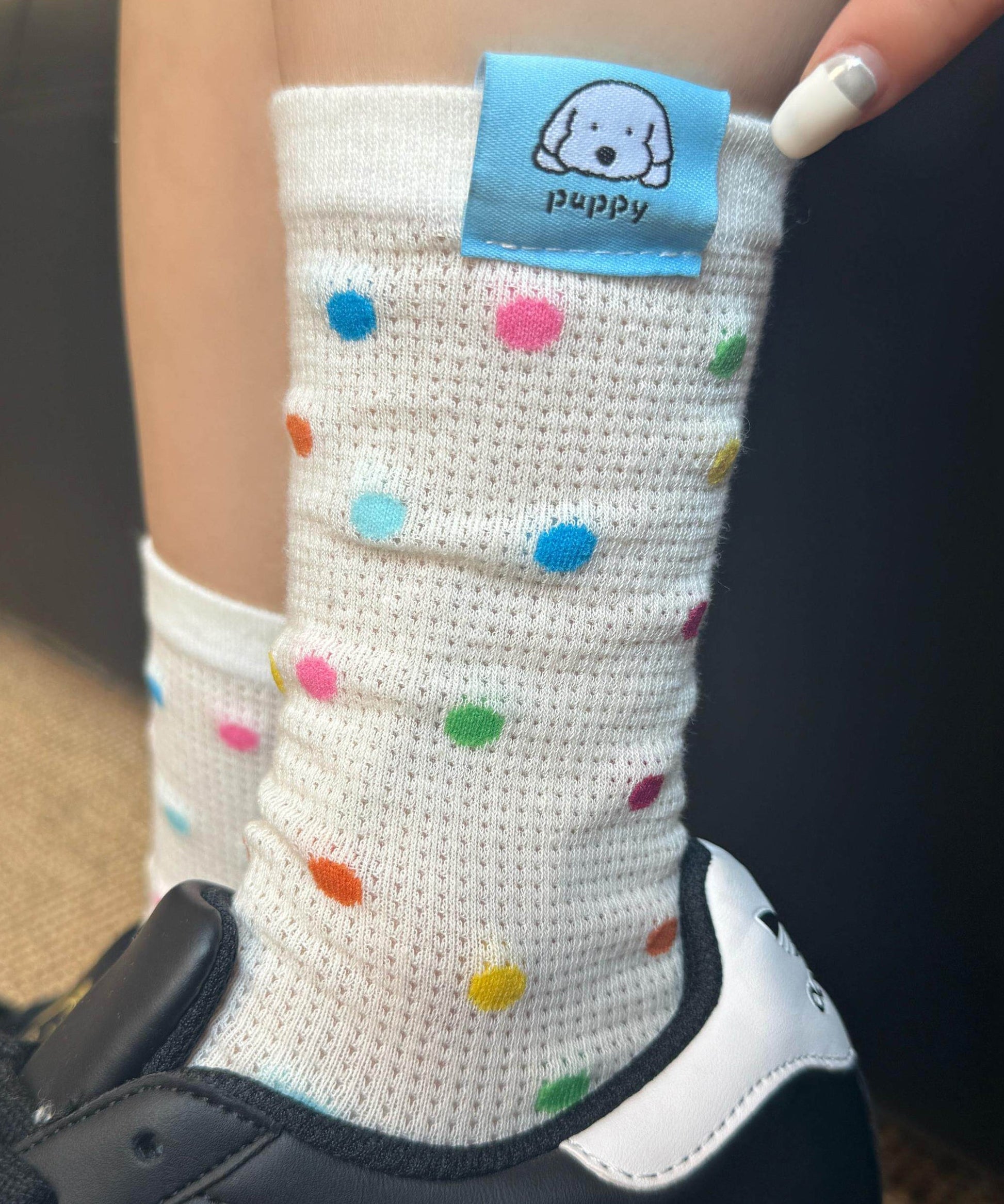 Dame Sokker Mid Calf Farvede Prikkede 1