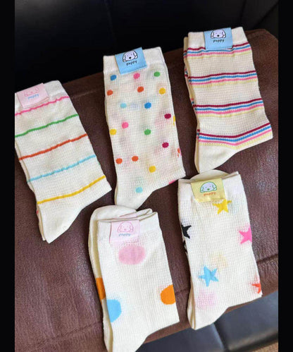 Dame Sokker Mid Calf Farvede Prikkede 4