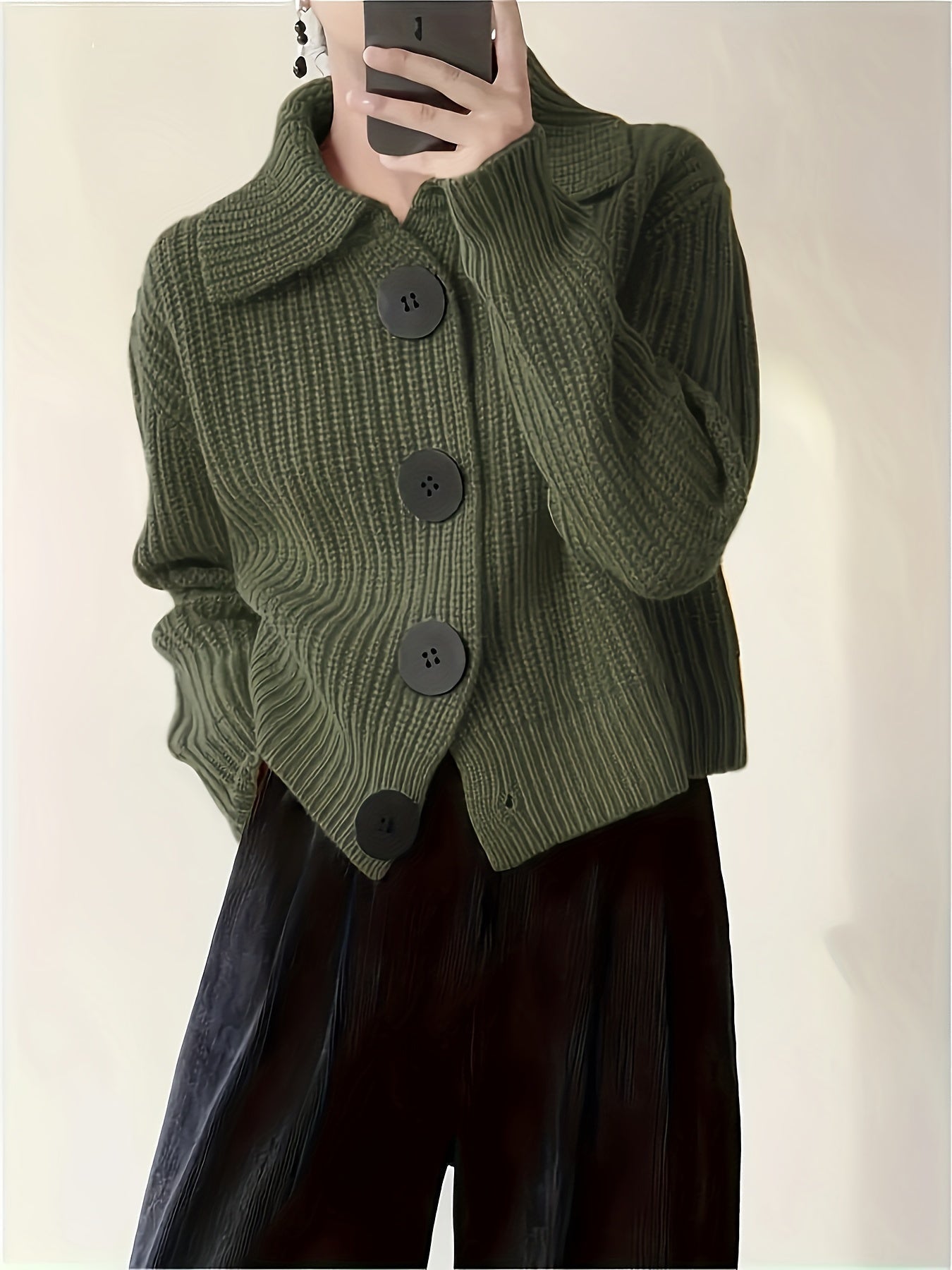 Dame Strik Cardigan Overdimensioneret Stil 1