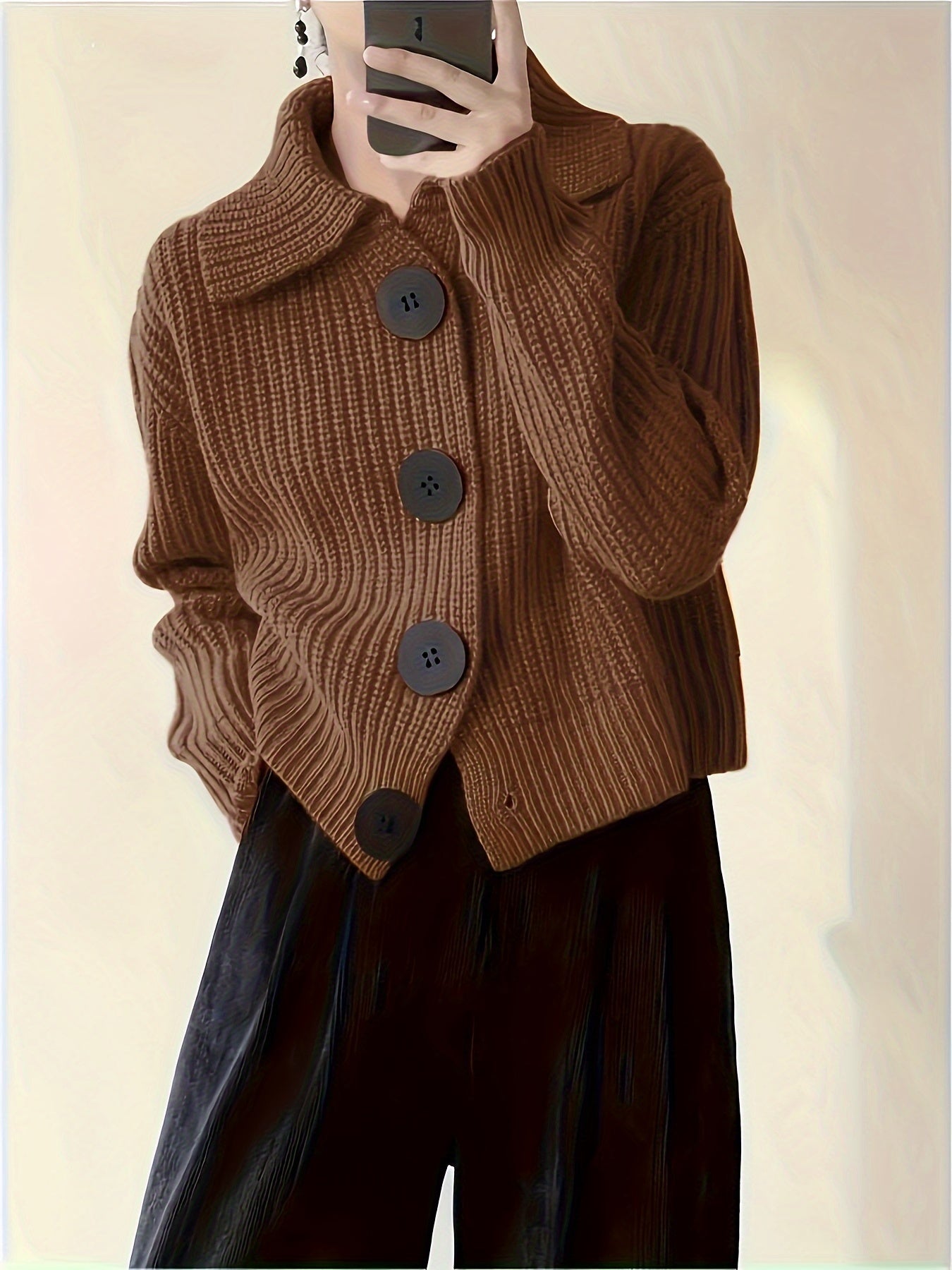 Dame Strik Cardigan Overdimensioneret Stil 2