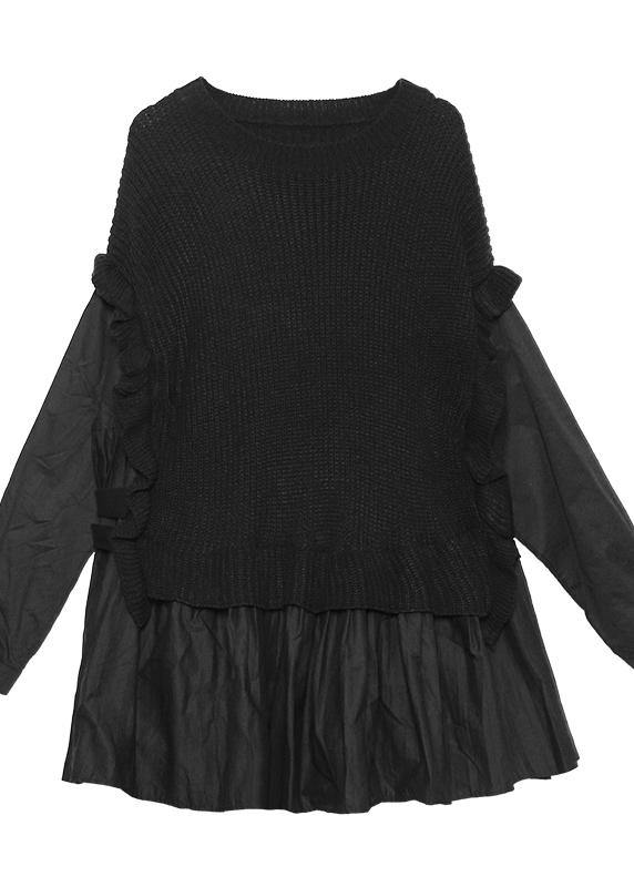 Dame Strik Sweat Top med Falske To Stykker 4