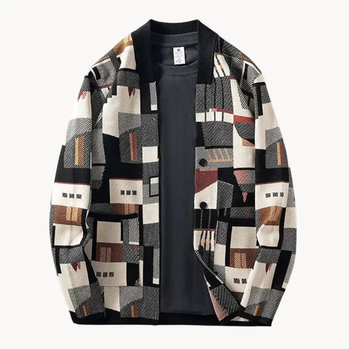 Dame Strikket Cardigan Abstrakt Design 0