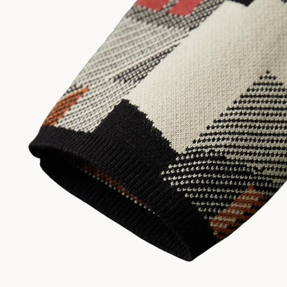 Dame Strikket Cardigan Abstrakt Design 8