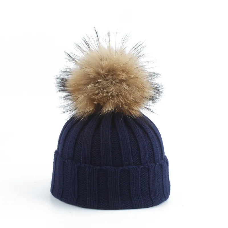 Dame Strikket Hue med Pom-Pom Trendy Vintertilbehør 3