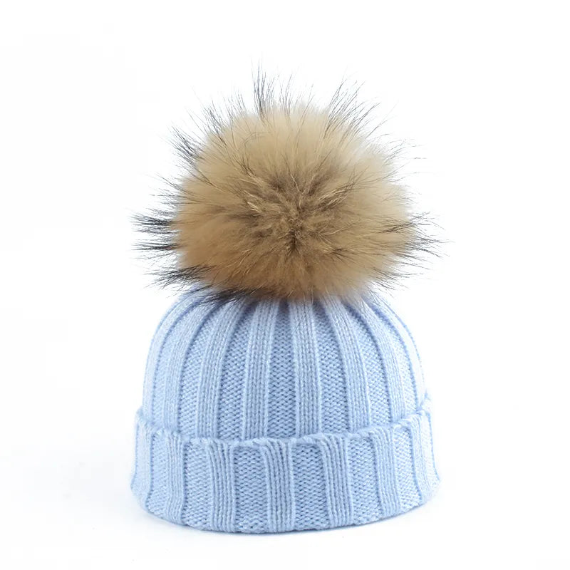 Dame Strikket Hue med Pom-Pom Trendy Vintertilbehør 6