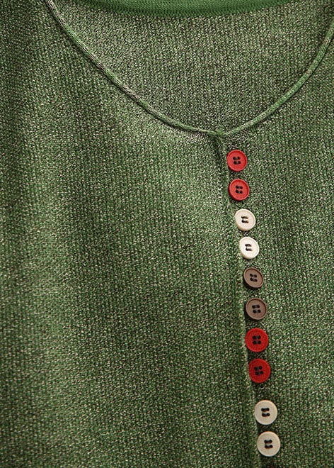 Dame Strikket Sweater V-hals med Knapper 2