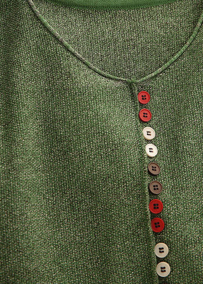 Dame Strikket Sweater V-hals med Knapper 2